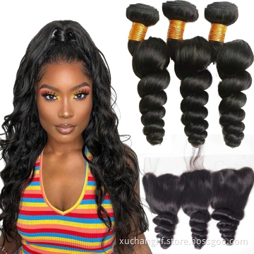 Wholesale Virgin Hair Vendors Brazilian Peruvian Loose Deep Body Straight Wave Human Hair 3 Bundles With Lace Frontal Closures